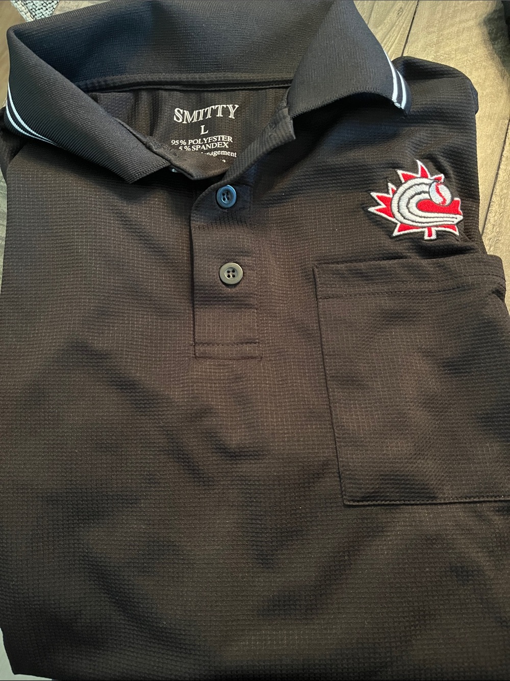 Men's Black Umpire Shirt with Embroidered Crest